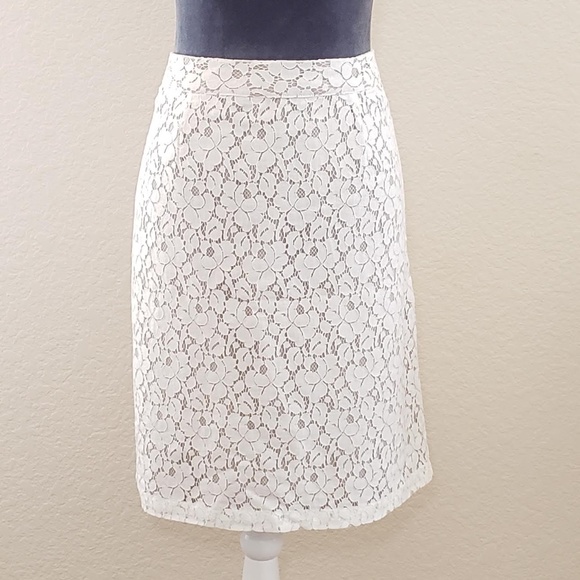 Apt. 9 Dresses & Skirts - Apt. 9 Ivory Floral Lace with Taupe Lining Knee-Length Pencil Skirt - Size 12